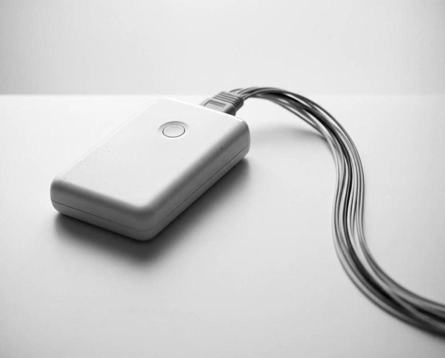 Gravador portátil de Holter com cabos de eletrodos